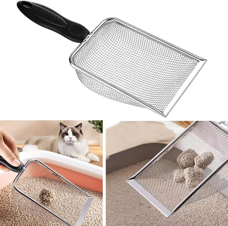 itPlus Cat Litter Scoop, Stainless Steel Cats Sturdy Mesh Scooper Kitty Litter Scoop Long Handle Scooper Shovel Sifter for All Litter Types Metal Cat Scooper for Litter Box - Image 5